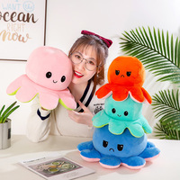 Jouet animal de poulpe à rabat double face mignon unisexe oreiller en peluche réversible personnalisé super doux rempli de PP cadeau d'anniversaire