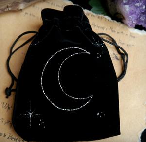 Бархатные мешочки для карт Таро, рун и магических принадлежностей с узором «полумесяц», на каждый день, на шнурке - Product Image 3
