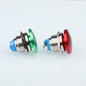 Bouton poussoir en métal à tête de champignon 16mm 19mm 22mm, étanche, à réinitialisation automatique, bouton de démarrage rouge/vert, bouton de commande au pied pour soudage - Product Image 2