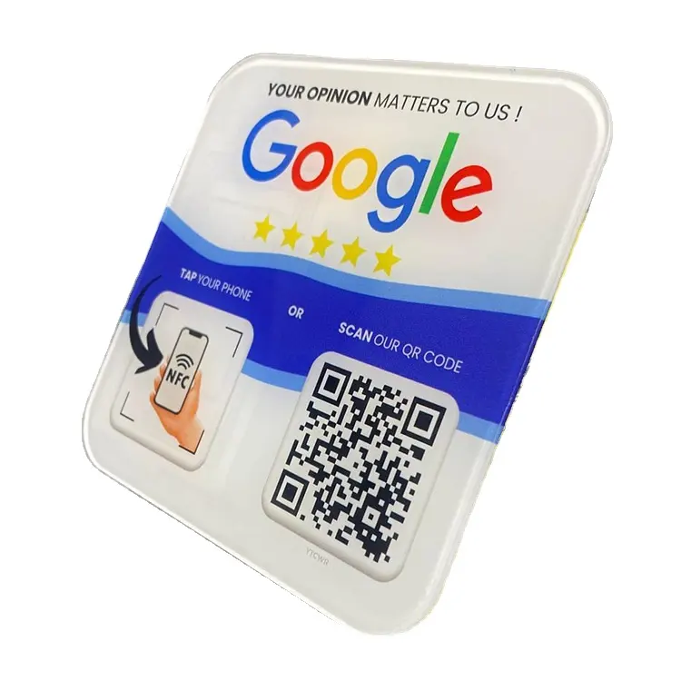Etiqueta de menú de mesa NFC sin contacto Acrílico NFC Señal DE REVISIÓN DE Google para restaurante