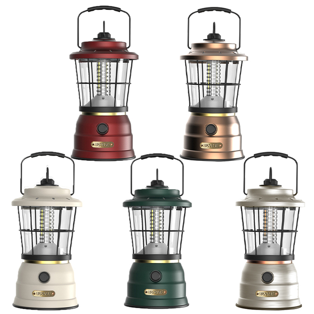 Vintage Style Portable Stainless Steel LED Hanging Lantern IPX6 Waterproof Dimmable for Outdoor Camping Mood Ambiance Tent