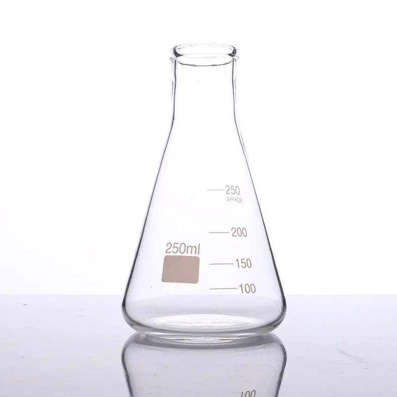 Vente en gros de flacon triangle en verre bécher bouteille conique équipement d'expérimentation chimique support personnalisation