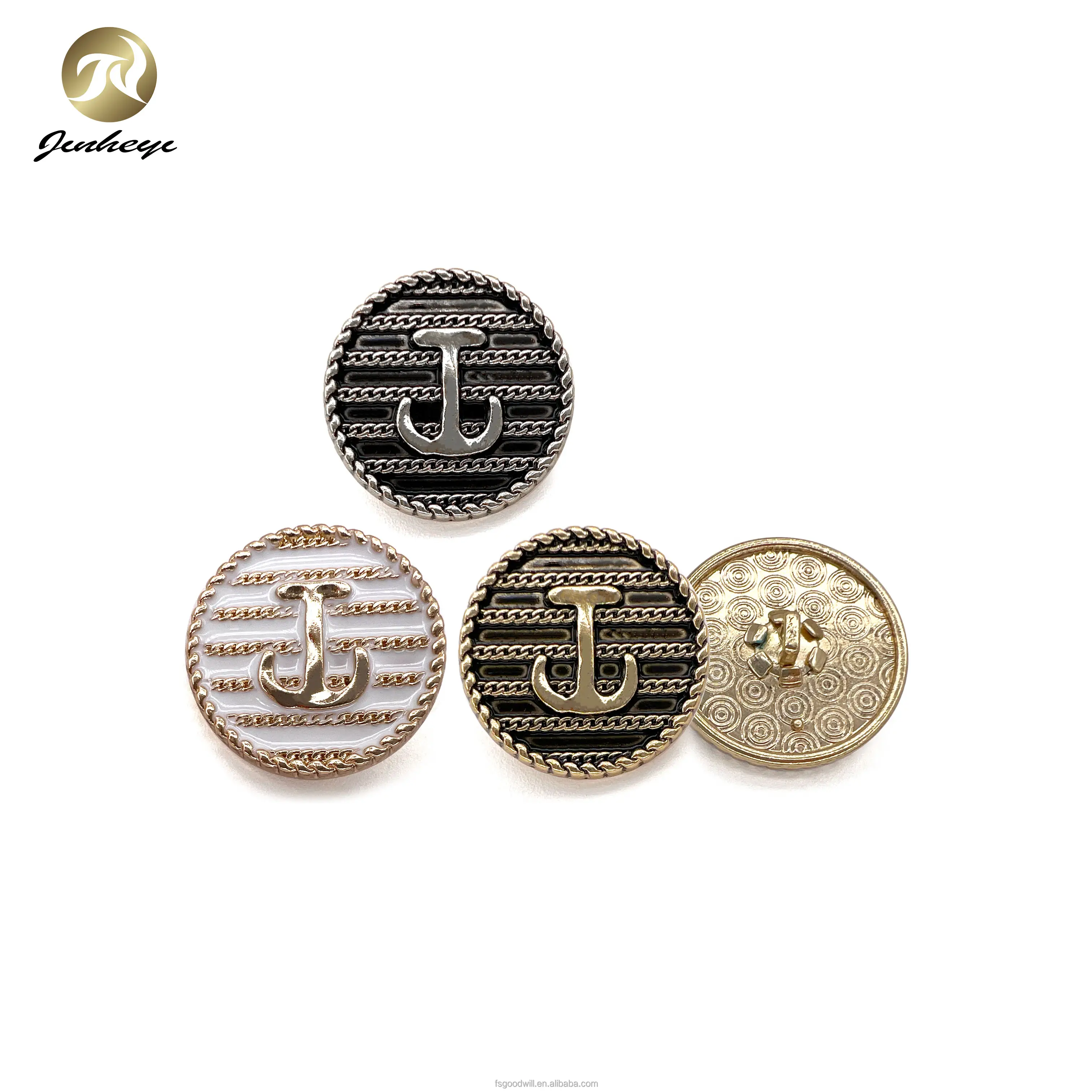 Customized exquisite metal buttons enamel anchor-shaped logo zinc alloy coat buttons