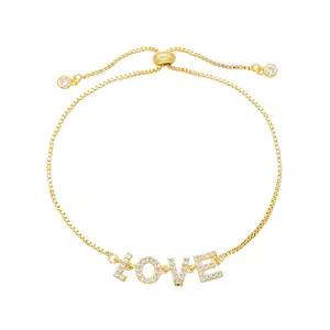 Mode Liefde Cz Diamant Letter Womens Love Armbanden Voor Valentijnsdag Romantische Sieraden Diy Bedels Kralen Voor Armband Ketting