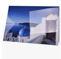 Impression sur panneaux en aluminium d'un paysage urbain bleu, style château, contemporain et simple, à haute brillance, pour objets décoratifs