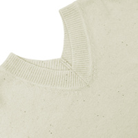 Pull-over en maille personnalisé pour femme, col en V, orné de paillettes, couleur crème unie, épaules tombantes, poignets côtelés style lanterne, coupe ample, vêtements d'automne