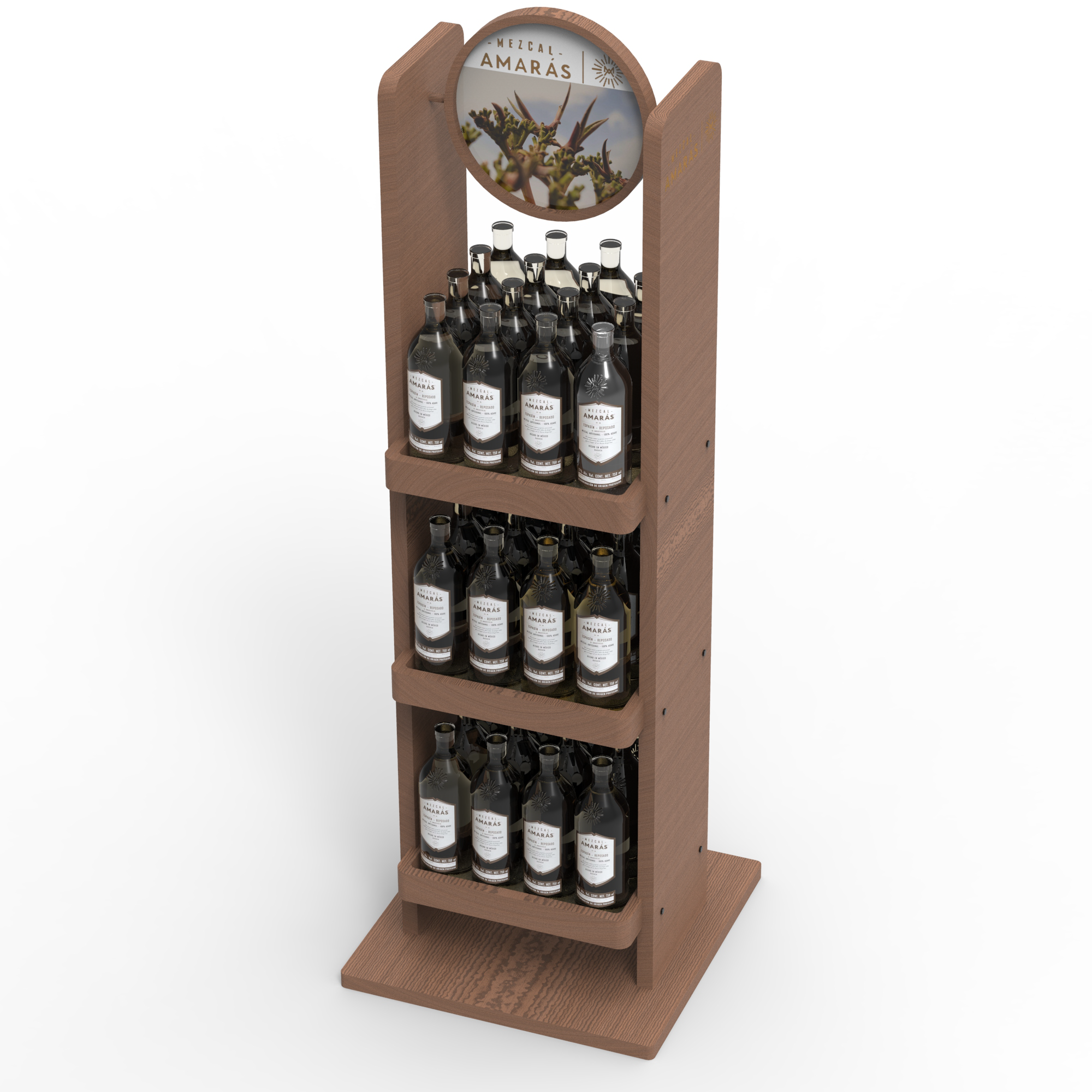 Apache 3 Layer Oak Classic Wine Store Display Rack with Knock-Down Packing for Liquor Store — view 1