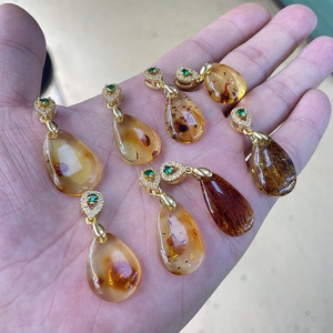 All'ingrosso <span class=keywords><strong>naturale</strong></span> di alta qualità intarsio di rame <span class=keywords><strong>ambra</strong></span> <span class=keywords><strong>ciondolo</strong></span> per le donne del partito gemma regalo - Product Image 4