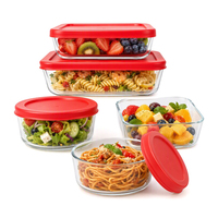 Boîte à lunch ronde en verre borosilicate de 500 ml en gros avec couvercles en plastique chauffables anti-fuite, adaptée au congélateur