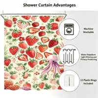 Ensemble de quatre pièces de rideaux de douche en polyester pour livraison transfrontalière, motif floral, imperméable, pour séparation de salle de bain