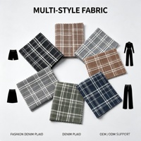 Tissu denim sergé imprimé à carreaux de 13 oz, poids moyen, pour vêtements et accessoires, vente en gros