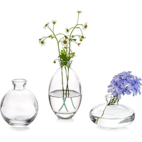 Verre clair petit fleur bourgeon Vase 3 pièces/ensemble moderne décoratif décor à la maison Vintage mignon à la main mariage Table centres de table