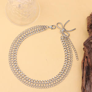 Shoe <b>Chain</b> With Bow Pendant Multi Layered Metal <b>Chain</b> For Martin <b>Boots</b> Unisex Zinc Alloy White K - Product Image 3