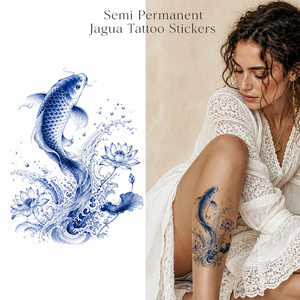 Adesivi per Tatuaggi Temporanei Jagua, Stile Drago in Porcellana Blu e Bianca, Impermeabili, Semi-Permanenti, Arte Corporea OEM - Product Image 2