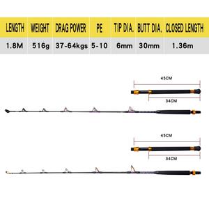 Haute teneur en carbone léger grand jeu océan pôle de pêche Portable 1.8m <span class=keywords><strong>SIC</strong></span> rouleau Guides bateau pêche à la traîne cannes eau salée - Product Image 2