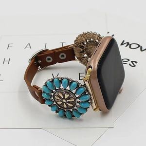 Cinturino turchese per cinturini <span class=keywords><strong>Apple</strong></span> <span class=keywords><strong>Watch</strong></span> in rilievo, braccialetti gioielli moda per cinturino in <span class=keywords><strong>pelle</strong></span> <span class=keywords><strong>Apple</strong></span> <span class=keywords><strong>Watch</strong></span> - Product Image 1
