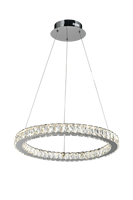 Lustre rond suspendu pour chambre, salon et salle à manger, hauteur réglable, design minimaliste moderne, anneau en cristal transparent