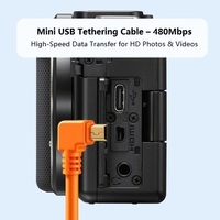 Cable de Datos USB 2.0 Mini de 5 Pines en Ángulo de Alta Velocidad con Conector Chapado en Oro TPE para Cámaras 760D 800D D610 D4 D3S