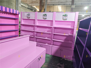 Meubles de magasin de bonbons roses au détail Étagères de présentation de <span class=keywords><strong>boutique</strong></span> de collations Décoration de magasin de bonbons en bois personnalisée pour sucette - Product Image 6