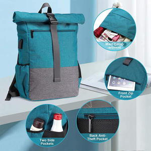 Custom Water-resistant Polyester Anti-theft Roll Top <b>Laptop</b> Backpack Travel <b>Rucksack</b> Backpack - Product Image 5