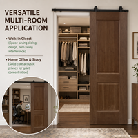 Pintu Gudang Kayu Solid 80 inci 2 Panel Veneer Cherry Pra-rakit 1,38 inci, Pintu Kamar Tidur Gaya Farmhouse Interior Tanpa Finishing (Hanya Slab)