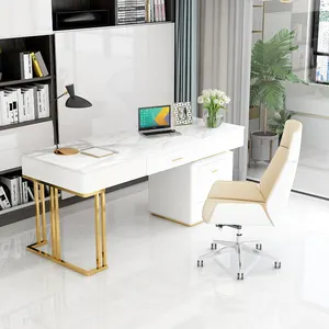 Mesa de escritório em casa, mesa de design simples e moderna para escrita em computador, mesa de consulta e cadeira de luxo