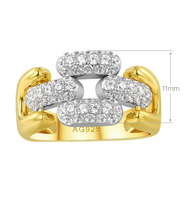 Bague chaîne cubaine vintage Rochime en argent sterling 925 plaqué or avec zircon cubique, bijoux pour femmes