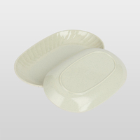 Assiette ovale en mélamine beige mat texturée sur mesure OEM, résistante à l'usure, facile à rincer, pour plat principal de restaurant occidental