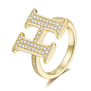 Bague de cocktail de luxe pour femme en moissanite plaqué or 18 carats, lettre D, sertissage pavé, taille brillant rond, micro-incrustation, bijoux - Product Image 5