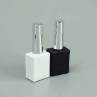 Flacon de vernis à ongles en verre de luxe 10 ml, blanc, rose, noir, dégradé, carré, avec bouchon et pinceau, sérigraphié rose