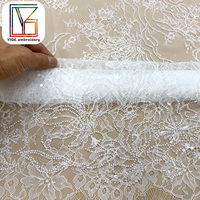 Tissu en dentelle florale 3D tendance avec perles, dentelle Chantilly, tissu à sequins, dentelle blanche perlée, dentelle française pour robes de mariée