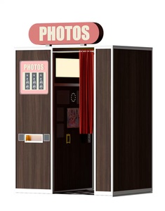 Amerikan Retro Kare Hepsi Bir Arada Vintage Fotoğraf Kabini Makinesi, R100 SLR Uyumlu Ahşap Kaplı Model B, Etkinlikler ve Mağazalar için - Product Image 1