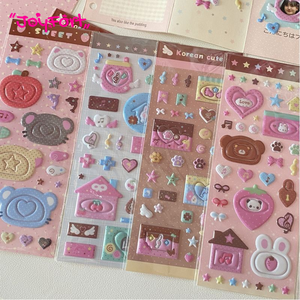 Autocollants mignons coréens Wowei 3D en forme d'animaux, en papier souple brillant, accents décoratifs étoiles, imprimés style Kawaii Gummy, autocollants plats pour <span class=keywords><strong>tablette</strong></span> CCD - Product Image 1