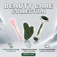 Ensemble de massage facial 3-en-1 Sweet Rose : Rouleau de jade, Gua Sha et brosse à masque – Outils de soin de la peau pour lifting, amincissement et anti-âge