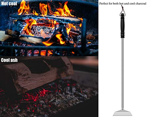 Râteau à charbon de bois en acier inoxydable robuste pour le nettoyage des barbecues, des fumoirs et des fours à pizza - Product Image 5