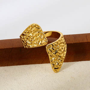 Bagues en acier inoxydable 316L plaqué or PVD 14k 18k de bonne qualité, résistantes à l'eau et inaltérables, style Nugget pour femmes - Product Image 5