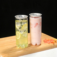 Transparante PET plastic blikjes met gemakkelijk te openen trekringdeksel, voedselveilige drankenfles voor sap, smoothie, boba, groothandel, bulk, op maat gemaakt