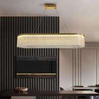 Lustre rectangulaire en acier inoxydable de luxe, doré, avec cristaux K9, pour salle à manger et salon