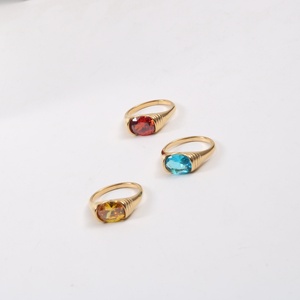 แหวนทองชุบประดับพลอยทับทิม ซิทริน และโทแพซ บนตัวเรือนสแตนเลสคุณภาพสูง - Product Image 3