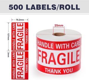 Vĩnh viễn dính dán dễ vỡ cho vận chuyển di chuyển kính dễ vỡ nhãn cho vận chuyển đóng gói di chuyển - Product Image 2