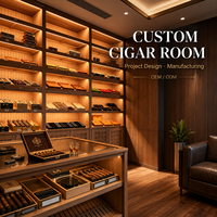 Humidor sur mesure pour salles à cigares, avec étagères en cèdre espagnol et contrôle climatique, pour projets hôteliers, clubs et commerces