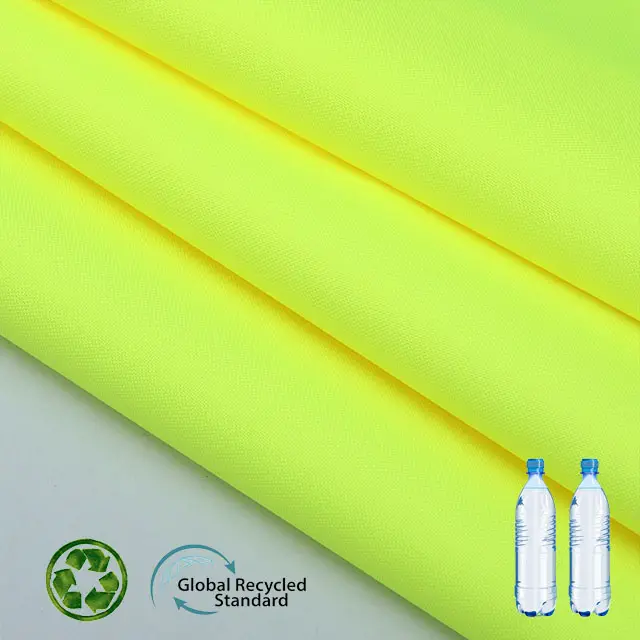 Желтый перерабатываемый дождевик hi vis из полиэстера, 100% переработанный полиэстер, водонепроницаемая пленка, толстый дождевик, дождевик, куртка, ткань