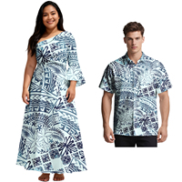 Vêtements de couple personnalisés de haute qualité, chemise Aloha à manches courtes pour homme polynésien, robe élégante samoane pour femme, ensemble tribal Tapa pour couple