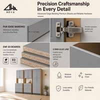 Ensemble de meubles de cuisine modulaires Shaker gris chêne, comprenant armoires murales, tiroirs de base, garde-manger haut et placard, en kit, taille personnalisable