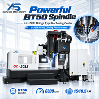 Machine de fraisage CNC à portique XINSHUO GC2013, commande CNC 3 axes, BT50, 24 outils ATC, pour pièces métalliques à coupe lourde, traitement 380V