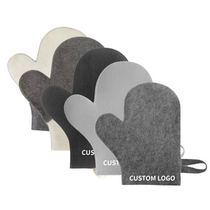 Guantes de fieltro de tres piezas al por mayor del fabricante, almohadilla para asiento de sauna, gorro de baño ruso personalizado con logotipo para ducha, sauna y sala de vapor - Product Image 5