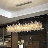 Lustre LED en cristal de luxe, lampes suspendues pour restaurant et chambre à coucher, design moderne français carré et rectangulaire, éclairage pour salon