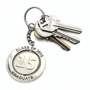No Minimum Special Design Souvenir Gift Custom Spinning Metal Coin Holder Keychain with 3D Word Logo