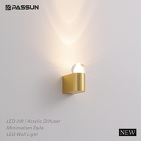 Lampu Dinding LED Minimalis 3W dengan Diffuser Akrilik, Cat Putih, Aluminium, Pencahayaan Atas