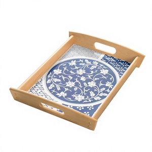 Bandeja de Madera MDF para Servir Té, con Estampado Colorido Meena, Bandeja Decorativa para Desayuno y Aperitivos, para Hogar y Hotel, Venta al Por Mayor de Fábrica - Product Image 3